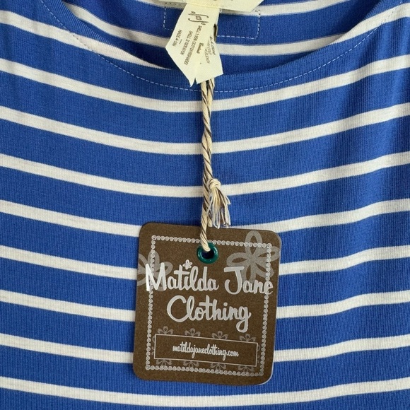 NWT Matilda Jane Size Small The Road Ahead Maxi Striped Knit Dress Blue White - Picture 3 of 4